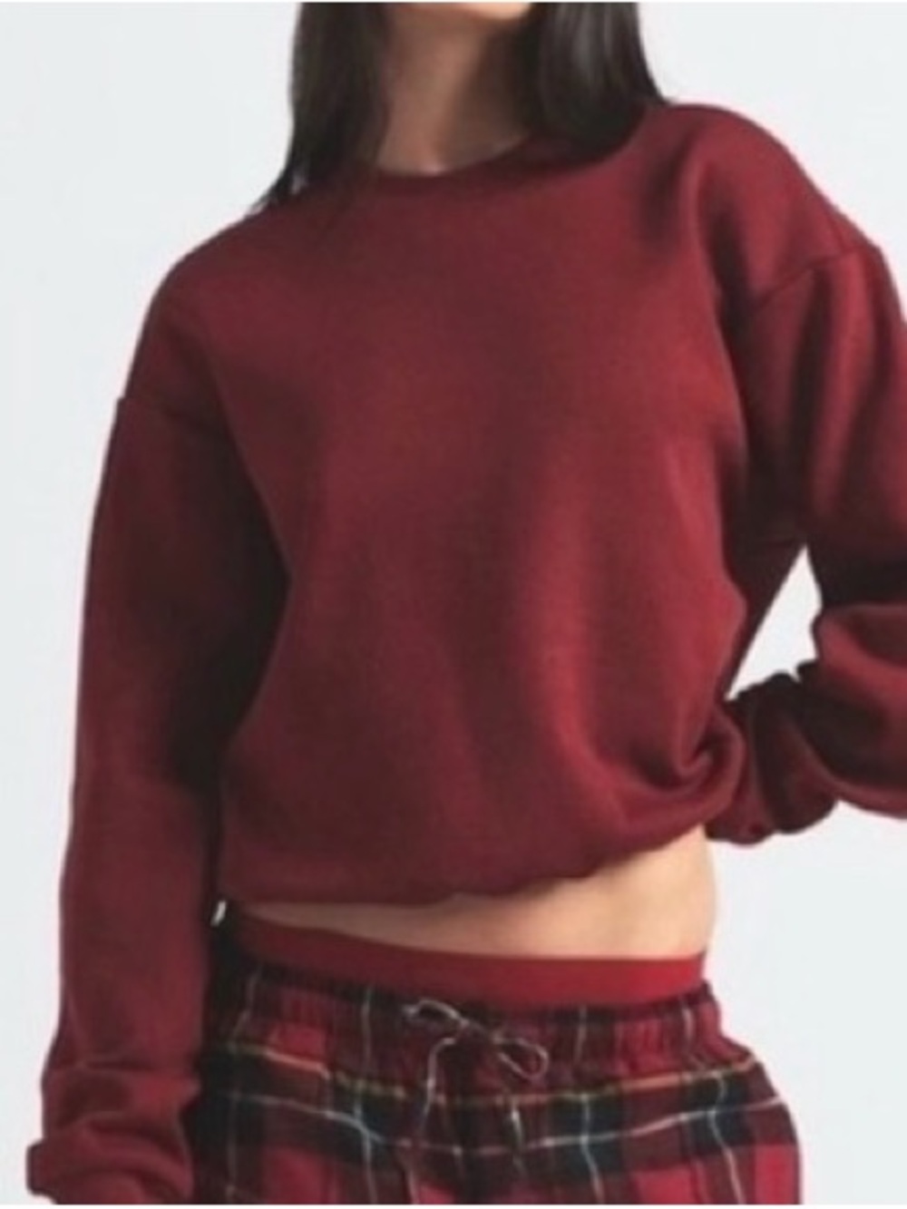 🍷SKIMS Cotton Fleece Classic Crewneck Sweatshirt | Merlot | S | NWT